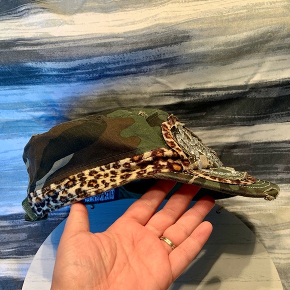 Distressed Military Cap Camo/Cheetah Paw Print - Picture 4 of 5